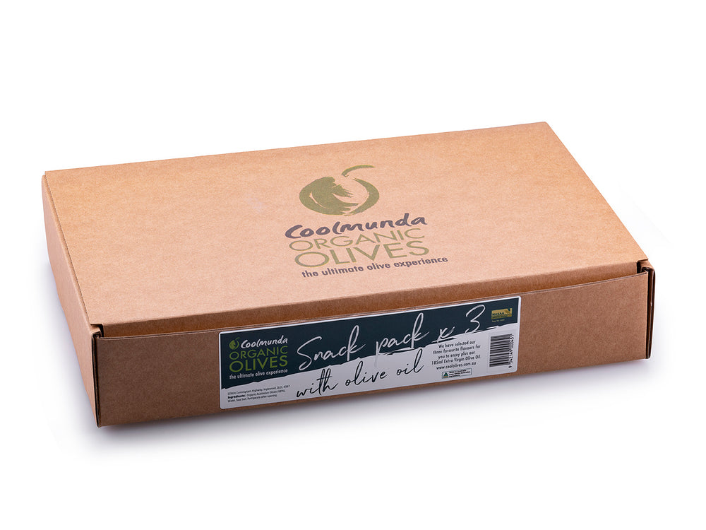 
                  
                    Coolmunda Organic Olives Snack Pack x 3 with Olive Olive Gift Box
                  
                